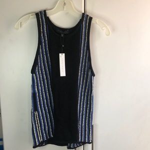 Sanctuary Black/White/Blue Crocheted Tank Top